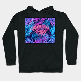 Vintage Palm Leaves blue and pink Hoodie